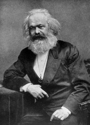 Karl Marx (1818-1883) on antique print from 1899. German philosopher, economist, sociologist, historian, journalist and revolutionary socialist. After Pinkau & Gehler and published in the 19th century in portraits, Germany, 1899.